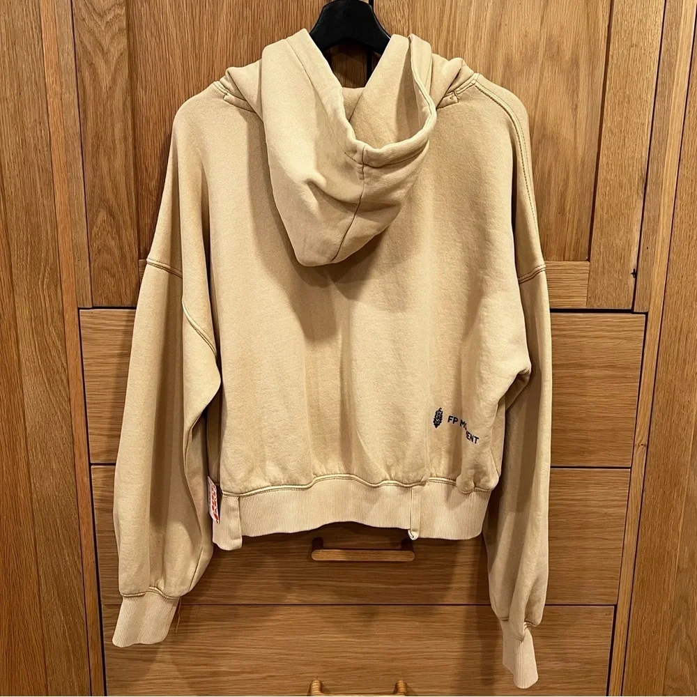 Free People FP Movement Undefeated Cotton Hooded Sweatshirt Sand Size Small NWT